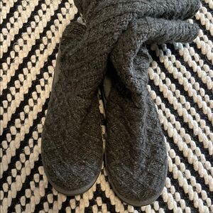 Cozy Gray Knit Button Boots
